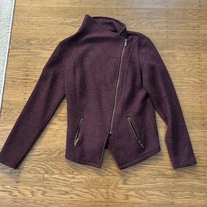 Women’s Halogen Felted Moto Style Jacket. Merlot. Size S